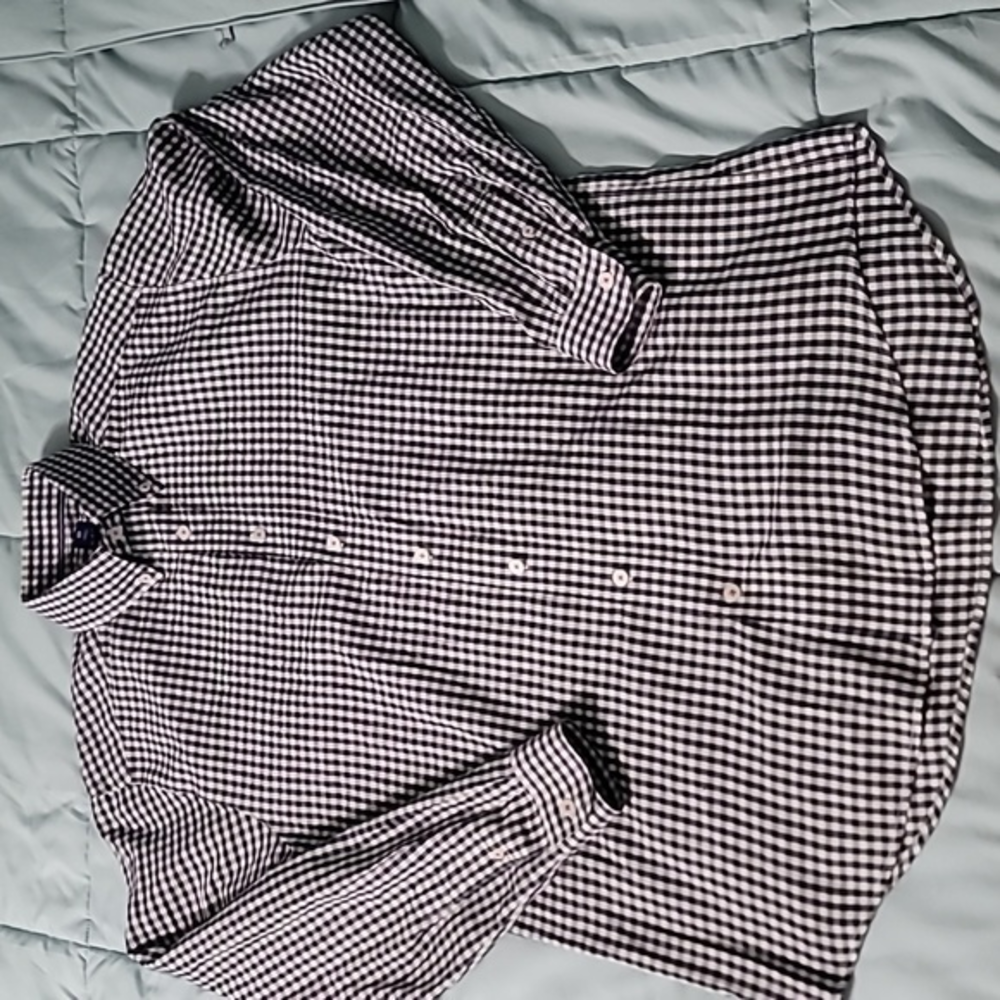 Footjoy FJ Black&White Checkered Long Sleeve Button-down‎ Men's L